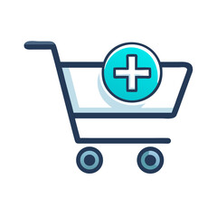 Poster - Shopping Cart with Plus Icon Representing Add to Cart Function in Online Shopping