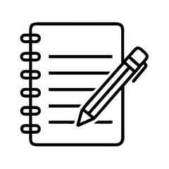 Poster - Spiral Notebook with Pencil Icon Representing Note Taking and Writing Tool