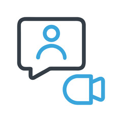 Aufkleber - User with Speech Bubble Icon Representing Video Communication or Online Chat