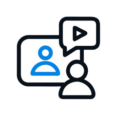 Aufkleber - User with Speech Bubble Icon Representing Video Communication or Online Chat