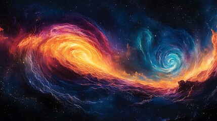 Wall Mural - Cosmic swirls of vibrant nebulae against a dark backdrop.