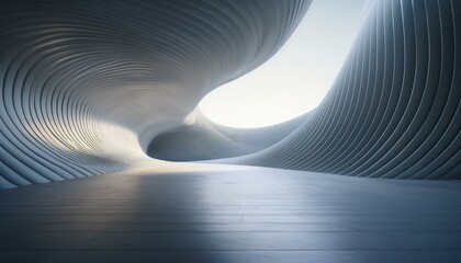 curve structure futuristic architecture with empty concrete floor