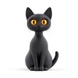 © NikahGeh - Cartoon black cat figurine, sitting, and smiling.