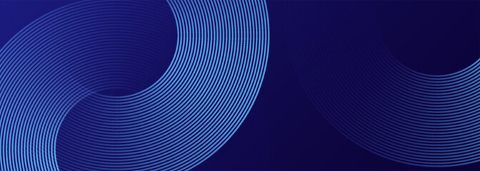 Wall Mural - abstract blue glowing geometric lines on dark blue background. modern shiny blue circle lines patter