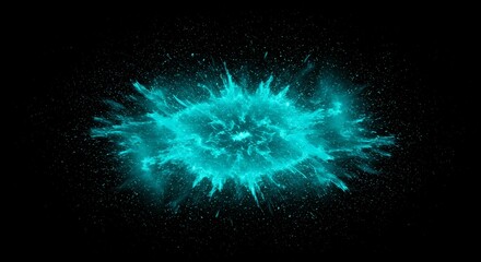 Wall Mural - aqua burst against obsidian - captivating aqua explosion; symbolic of energy, freedom, purity, creat