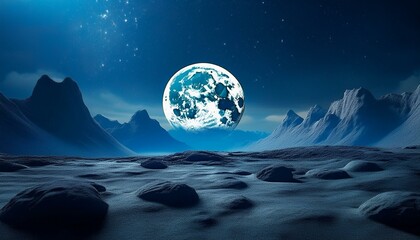 Wall Mural - moon over the mountains