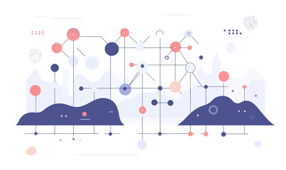 Wall Mural - neural network evolution: minimalist vector depiction of machine learning algorithm dynamics