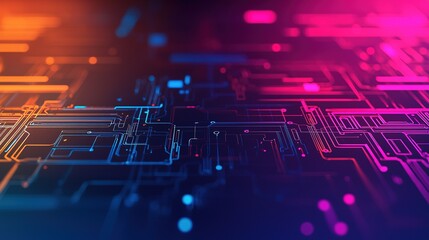 Dynamic soft gradient tech chaos background digital circuit design virtual environment abstract viewpoint