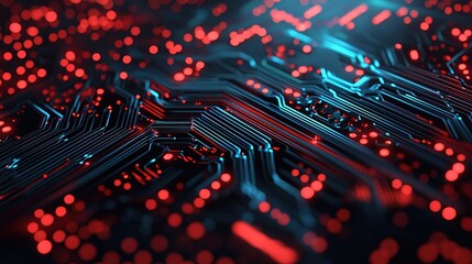 Innovative isometric technology background featuring chaos in gigapixel scale digital environment at close range