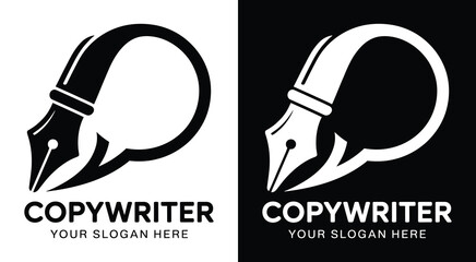 Professional pen and speech bubble logo for copywriters crafting high-conversion content for brands and marketing campaigns