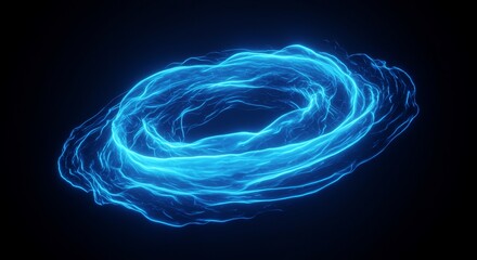 Wall Mural - glowing blue energy vortex swirling fluid effect - abstract swirling blue energy, cosmic vortex, flo