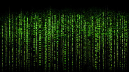 digital code sequence flowing down black background