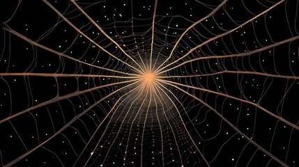 Abstract image of a spiderweb illuminated by a central light source.