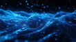 © Akstem - Abstract wave of blue particles, glowing with digital lights and energy.
