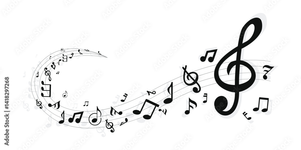Note Melodi Vector illustration of sheet music - musical notes melody Stock Vector ...