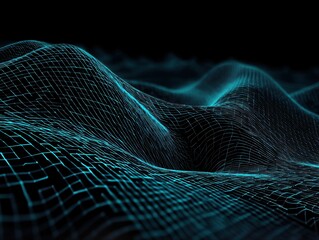Geometric Grid: An abstract landscape of connected nodes, illuminated by ethereal blue, evoking data visualization and modern design.