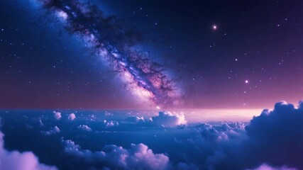 Wall Mural - milky way band across a starry night sky with landscape background