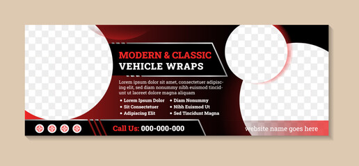 Wall Mural - abstract shape gradient red and black colors design car dealer banner template. circle space for pho