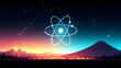 © Supot - An artistic illustration depicting an atom within a dynamic cosmos. The art style is digitally crafted to capture the wonders of science, the image is a stunning visual representing atomic structure.