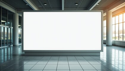 Poster - Empty billboard in modern interior space with bright lighting  