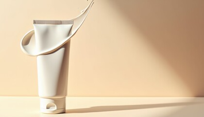 Poster - White Cosmetic Tube with Cream Against a Soft Gradient Background  