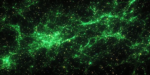 Wall Mural - Glowing green nebula with bright stars creates a cosmic backdrop Perfect for science fiction or fantasy projects