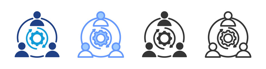 Fototapete - Teamwork icon set multiple style collection