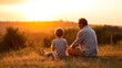 © THIBNH - Empowering Generational Connection Warm Sunset Storytelling of Father-Son Bond - Cultural Heritage and Emotional Resilience in Authentic Family Lifestyle Imagery