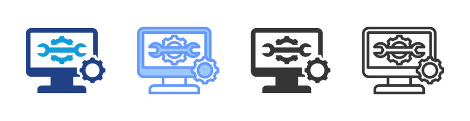 Fototapete - Computer Service icon set multiple style collection