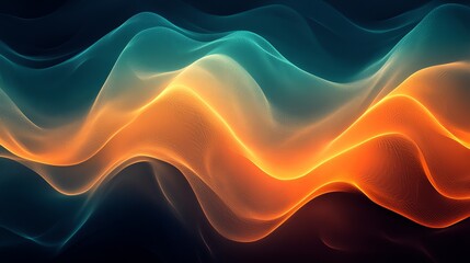 Wall Mural - vibrant orange and teal waves create a dynamic abstract background perfect for website headers or di