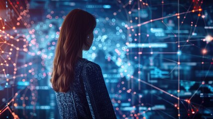 picture of digital security system to protect dangerous hacking computer user in colorful light of c