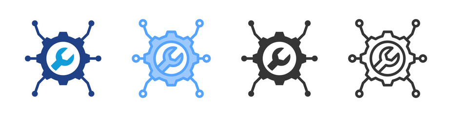 Fototapete - Engineering icon set multiple style collection