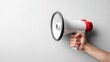© penelossa - hand holding megaphone isolated on white background, megaphone sales target
