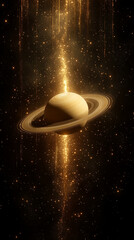 Wall Mural - Saturn showcases its iconic rings and swirling gas layers in a breathtaking cosmic display symbolizing mystery expansion time and the beauty of celestial harmony surrounded by twinkling stars

