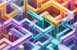 © Iffatjahan - A detailed isometric illustration of a complex 3D maze featuring clearly defined paths, smooth soft gradients, and intricate geometric design.