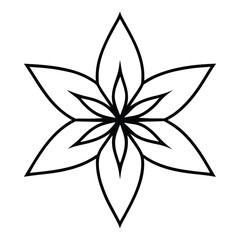 Blue star flower line art vector on white background 