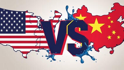 a digital illustration featuring two stylized maps of countries. on the left, the map of the united 
