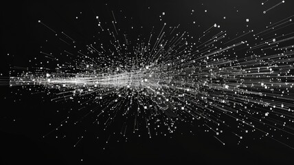 Abstract picture of white particle with digital technology style design with the coding data flow show dynamic movement represent about programming by programmer or problem solve by encryption. AIG53.