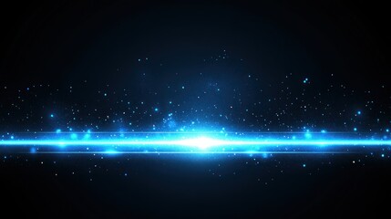 Wall Mural - Abstract digital art featuring a luminous blue horizontal line.