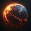 © Galina - Volcanic planet glowing with lava and cracks against dark background