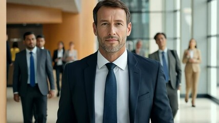 Wall Mural - a confident business consultant walking into a meeting, ready to transform corporate strategies.