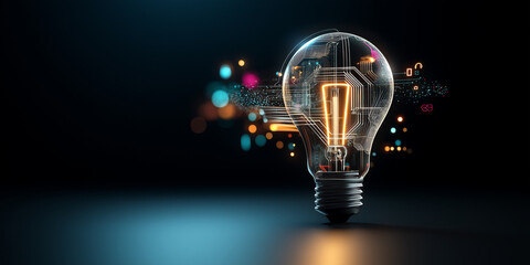 Aufkleber - Light bulb showing digital circuitry glowing with technology innovation