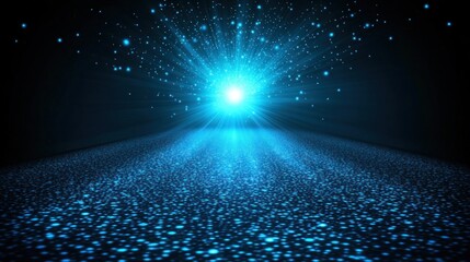 Wall Mural - Celestial blue path of glittering particles.