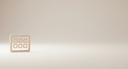 Minimalist Beige Tablet Icon on a Light Background: Clean Design Concept for Technology and User Interface