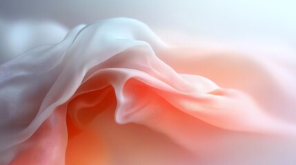 Aufkleber - Abstract digital illustration of flowing fabric in shades of white red and orange. Soft textures and gradients create a dreamy atmospheric effect