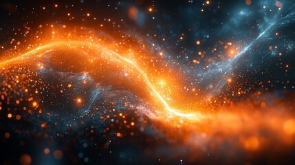 Wall Mural - Artistic interpretation of quantum physics with particles in motion simple background,generative ai illustration