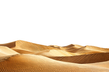Wall Mural - Golden sand dunes with smooth curves and texture isolated on transparent background