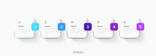 Wall Mural - Vector Infographic label design template with icons and 5 options or steps. Can be used for process diagram, presentations, workflow layout, banner, flow chart, info graph.