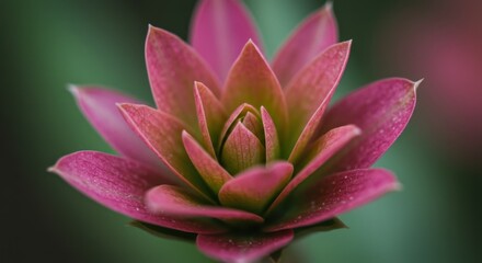 Wall Mural - Close Up of Pink Succulent Flower in Bloom with Dew Drops