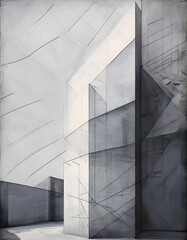 Fototapete - Abstract architectural design with glass and linear elements